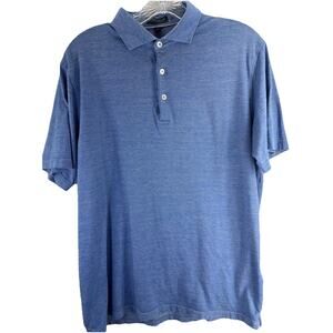 Peter Millar Polo Shirt Mens Medium Blue Stripe Crown Crafted Golf Performance